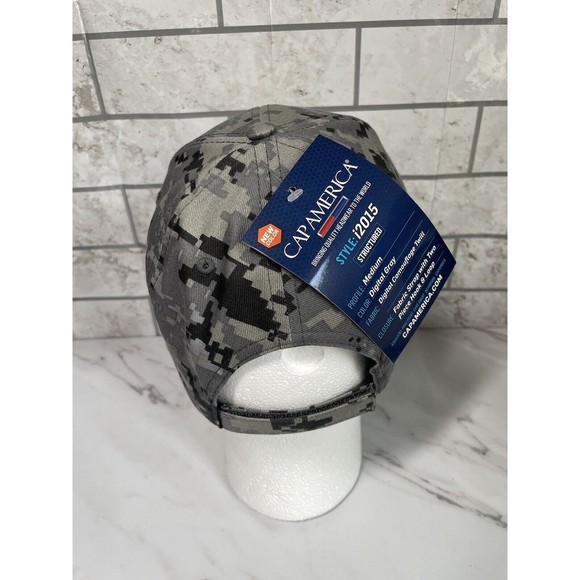 CapAmerica DoorDash Hat i2015 3D Embriodery Digital Camo Grey Structured Hat NWT - Picture 3 of 7